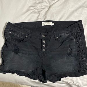 Distressed black TORRID shorts